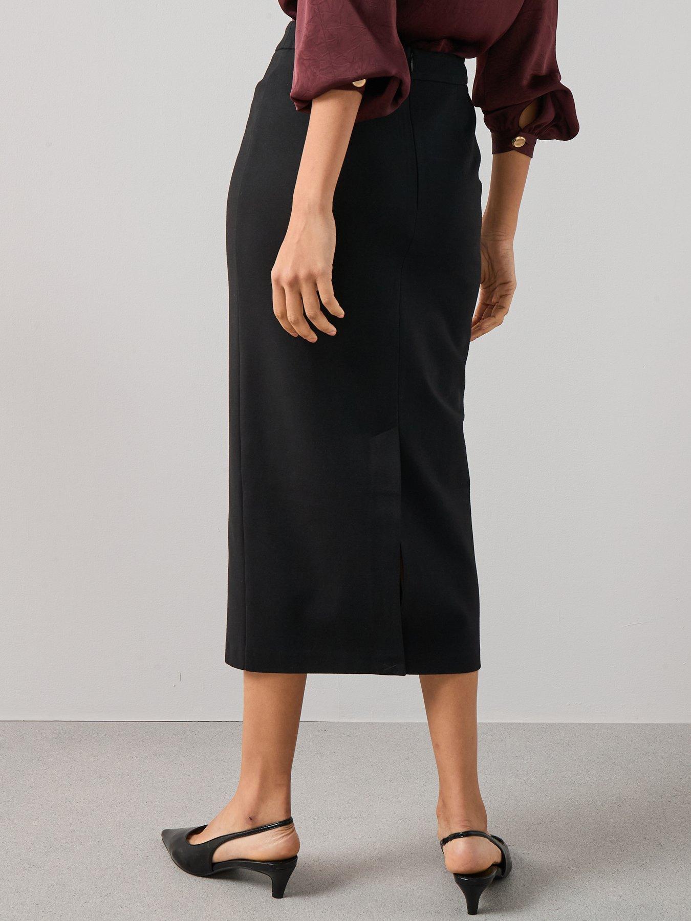 Image 2 of 6 of The Very Collection Seamed Ponte Midi Skirt - Black