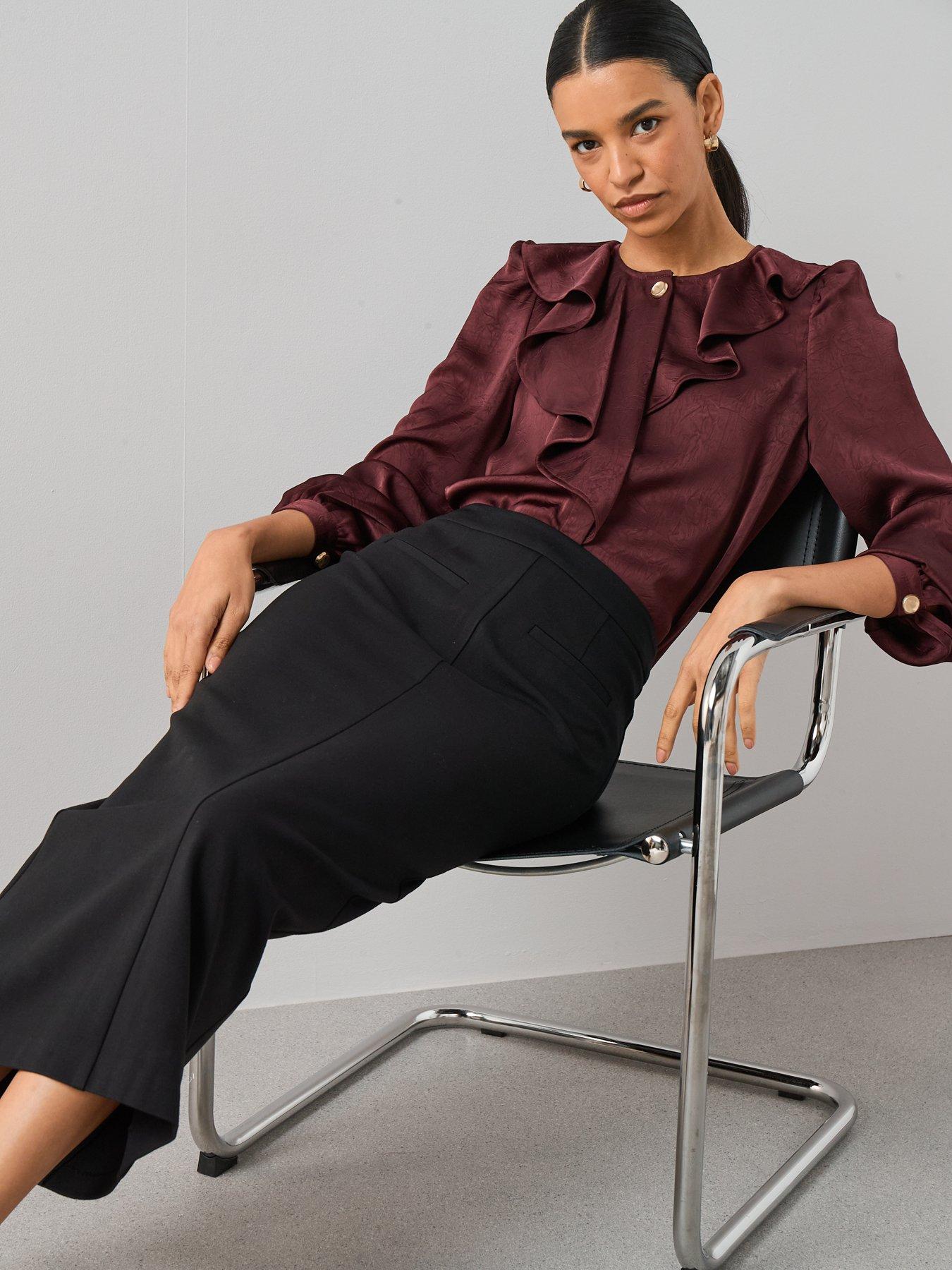 Image 5 of 6 of The Very Collection Seamed Ponte Midi Skirt - Black