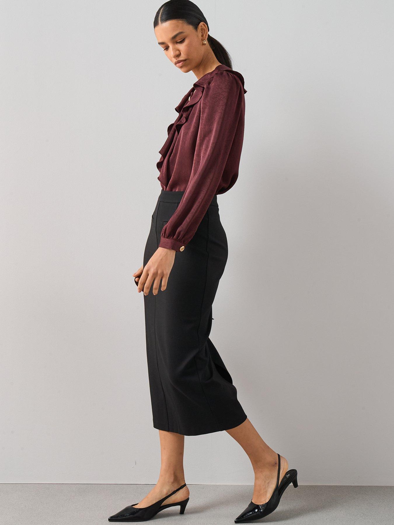 Image 6 of 6 of The Very Collection Seamed Ponte Midi Skirt - Black