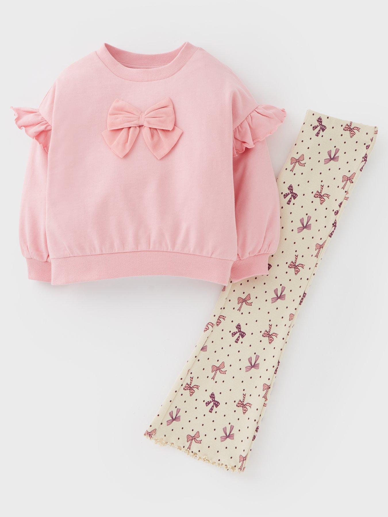 Mini V by Very Girls Flare Leggings With 3D Bow Sweat - Multi