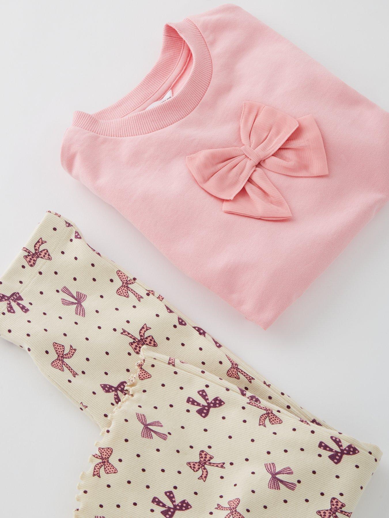 Image 4 of 4 of Mini V by Very Girls Flare Leggings With 3D Bow Sweat - Multi