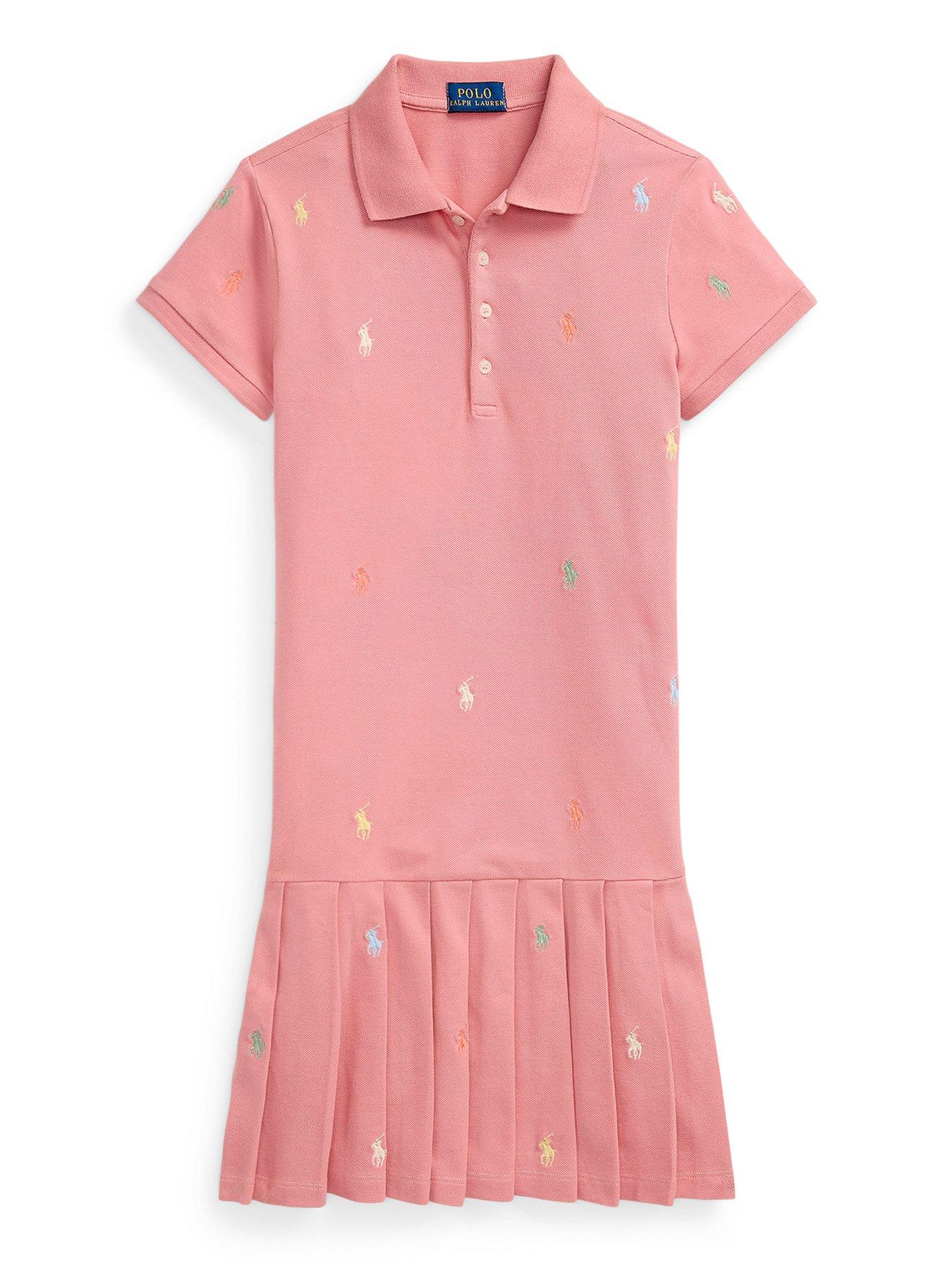 Polo Ralph Lauren Girls All Over Print Pony Dress - Pink