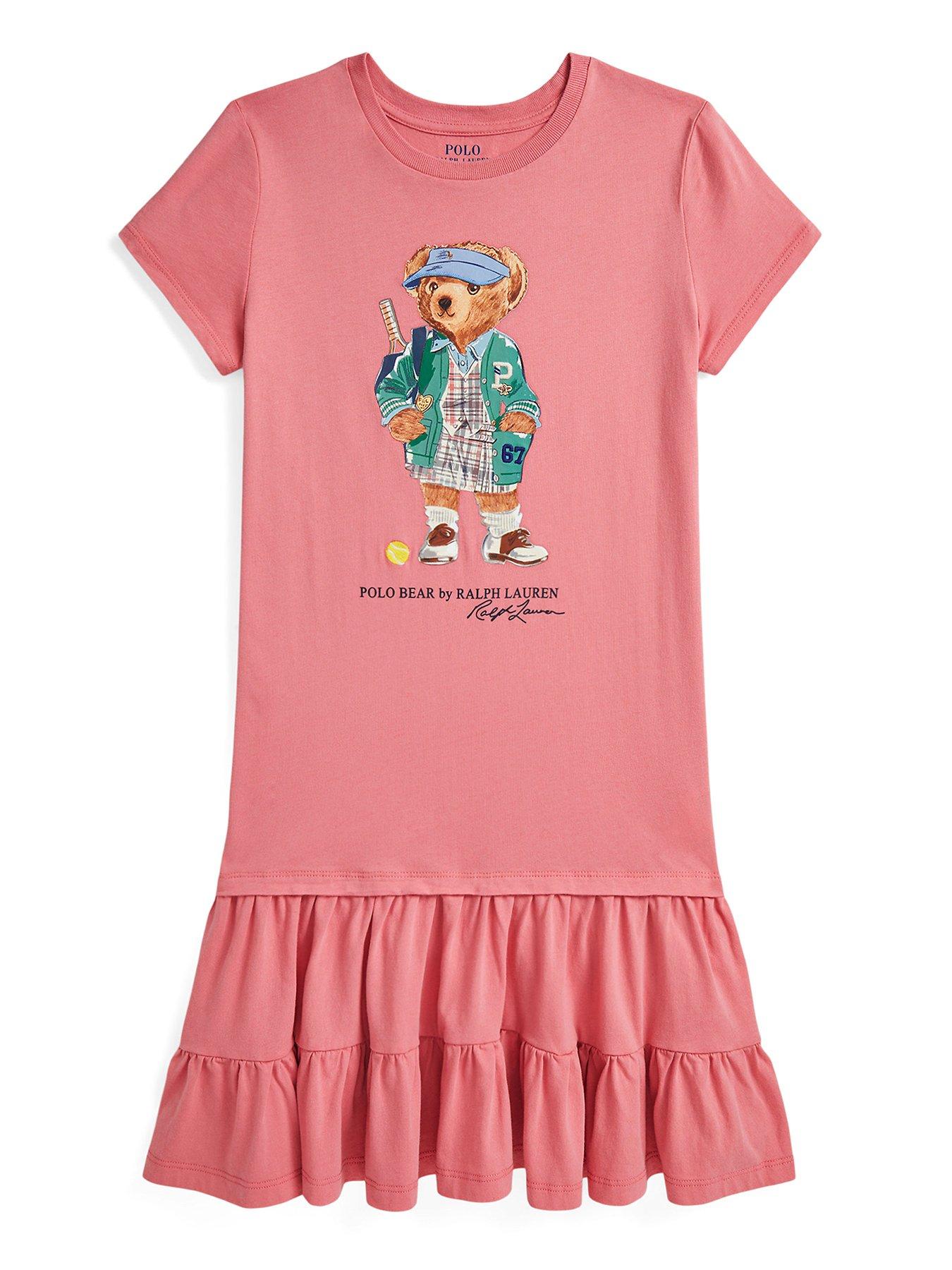 Polo Ralph Lauren Girls Bear Short Sleeve Dress - Pink