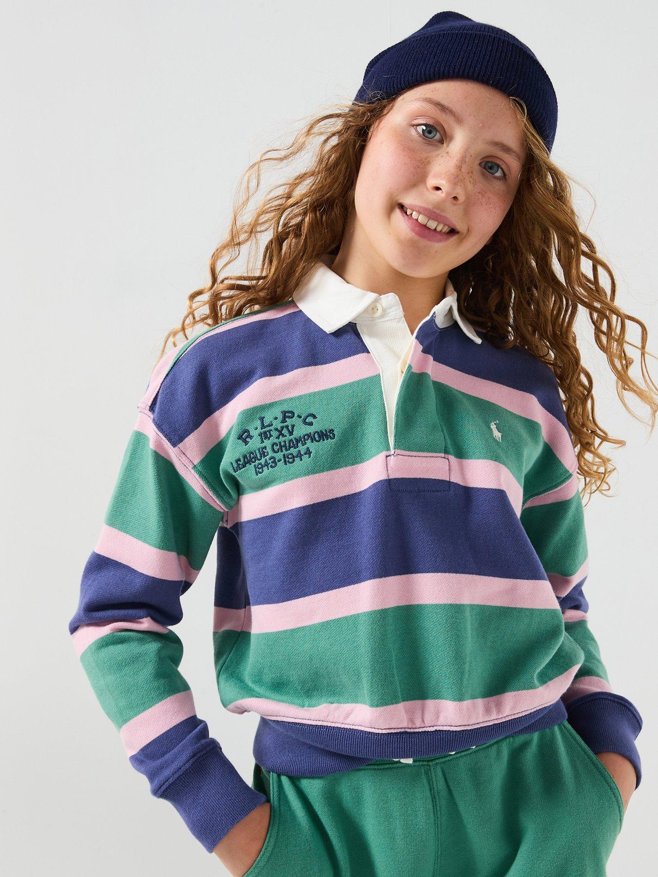 Polo Ralph Lauren Girls Stripe Rugby Sweatshirt - Multi