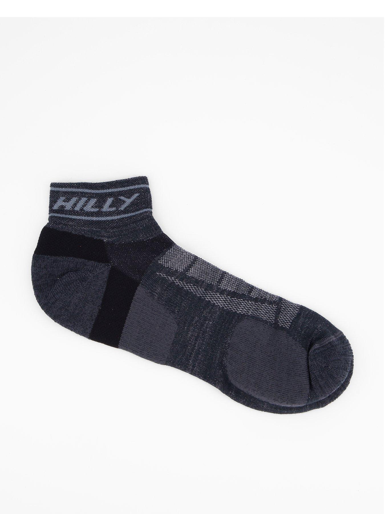 Image 1 of 4 of Hilly Running Medium Cushioning Trail Quarter Socks - Black