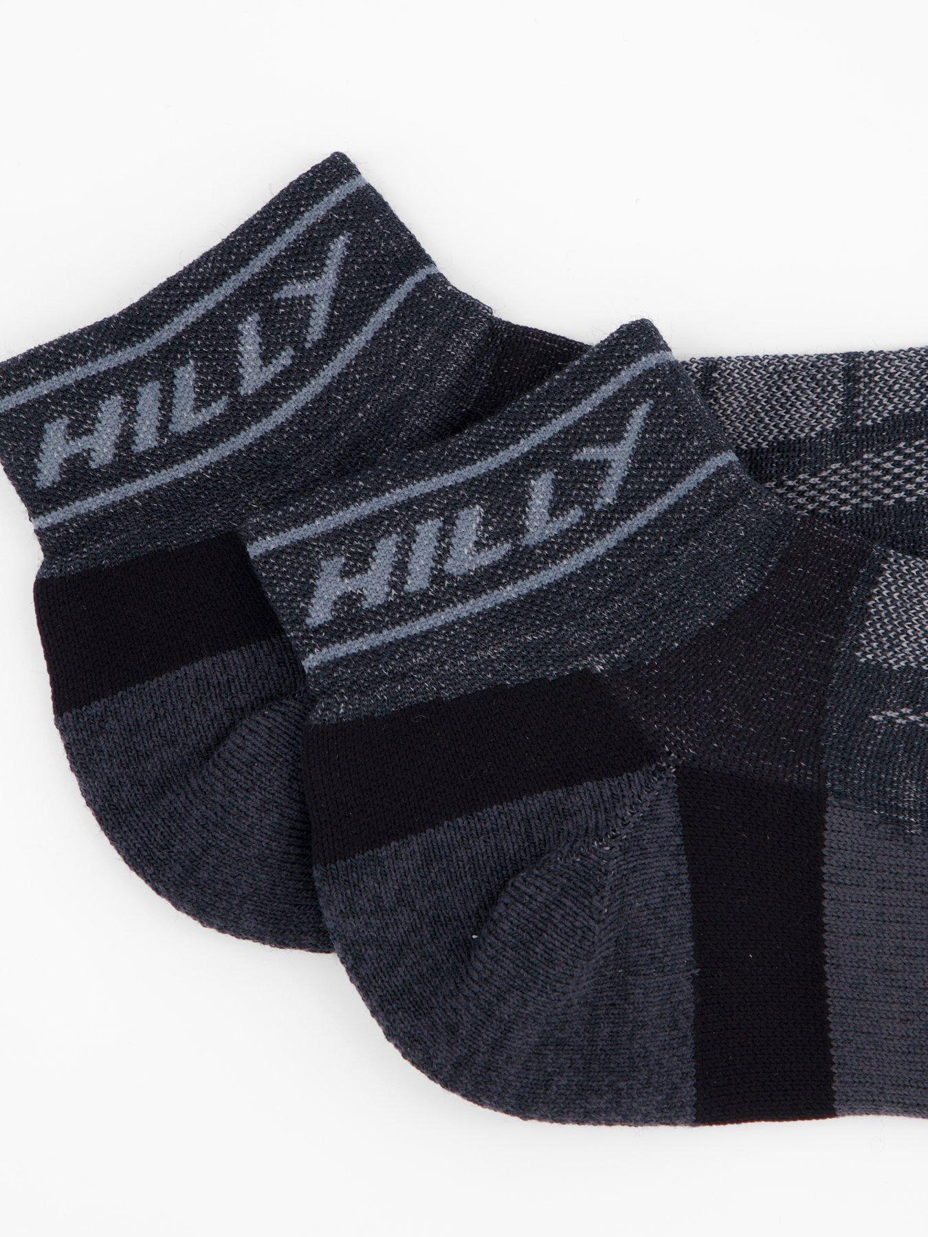 Image 4 of 4 of Hilly Running Medium Cushioning Trail Quarter Socks - Black