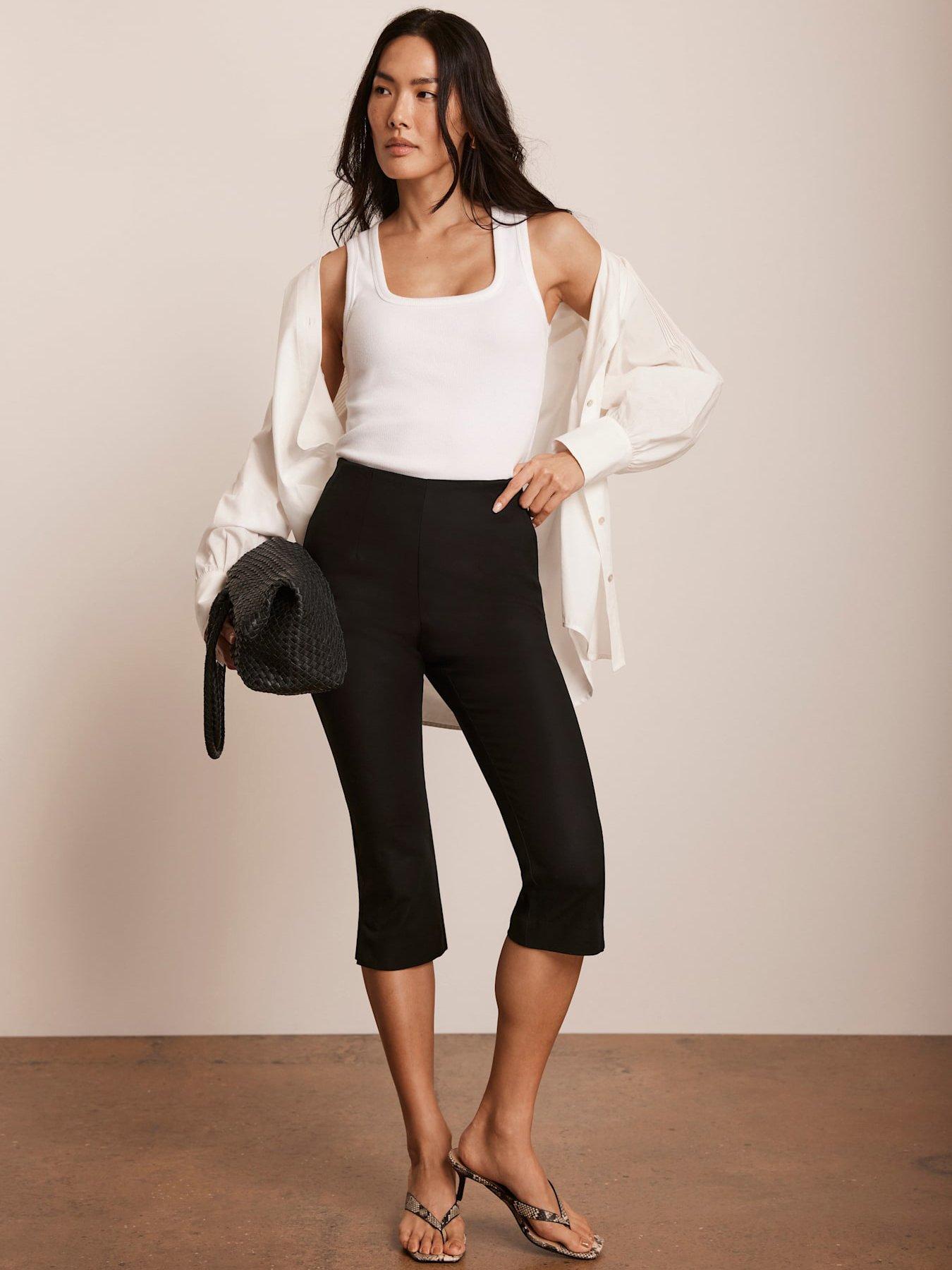 Image 1 of 6 of Mint Velvet Capri Trousers - Black