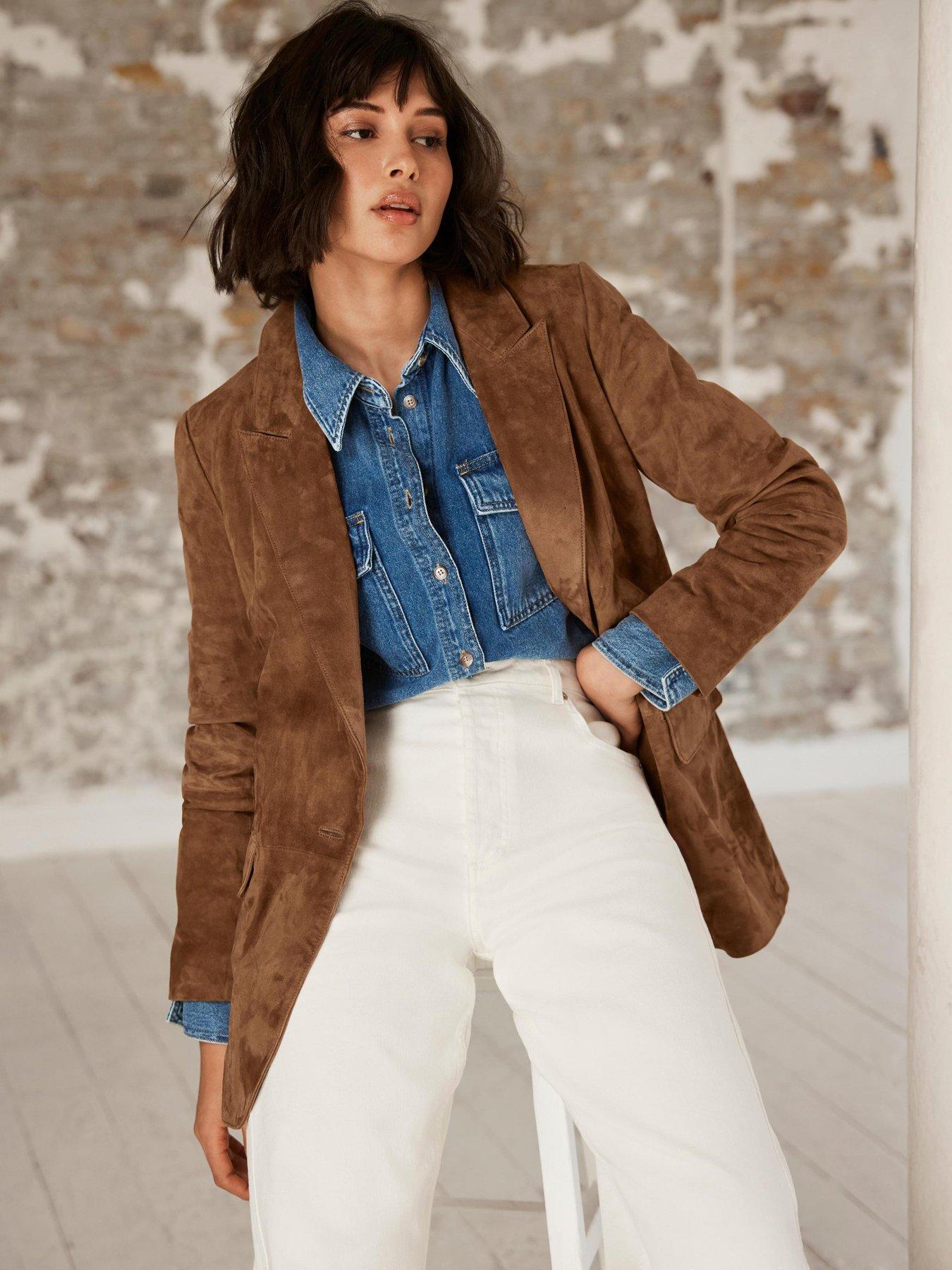 Mint Velvet Tan Suede Blazer - Brown