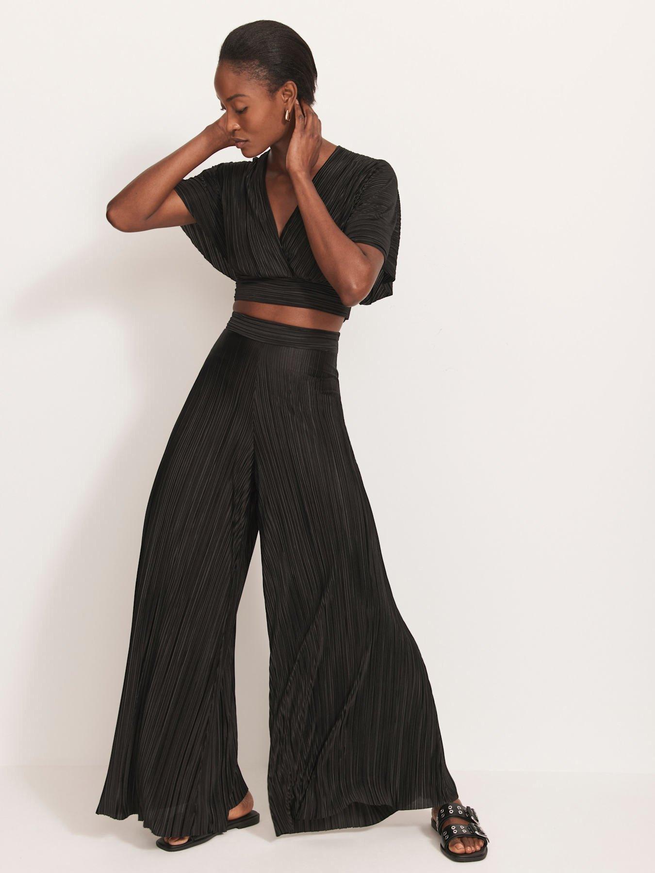Image 1 of 6 of Mint Velvet Beach Plisse Set - Black
