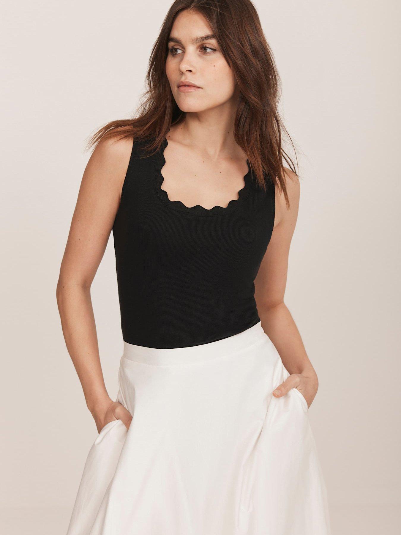 Image of Mint Velvet Scallop Trim Vest - Black