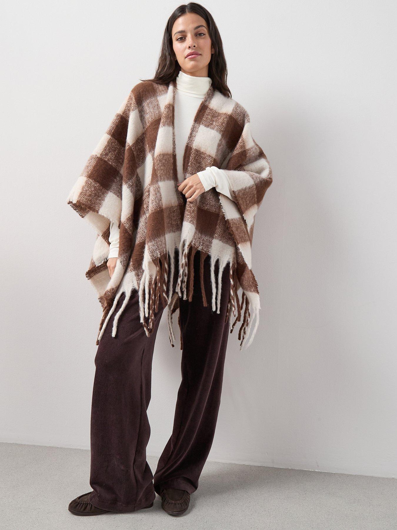The Very Collection Brushed Check Wrap - Brown