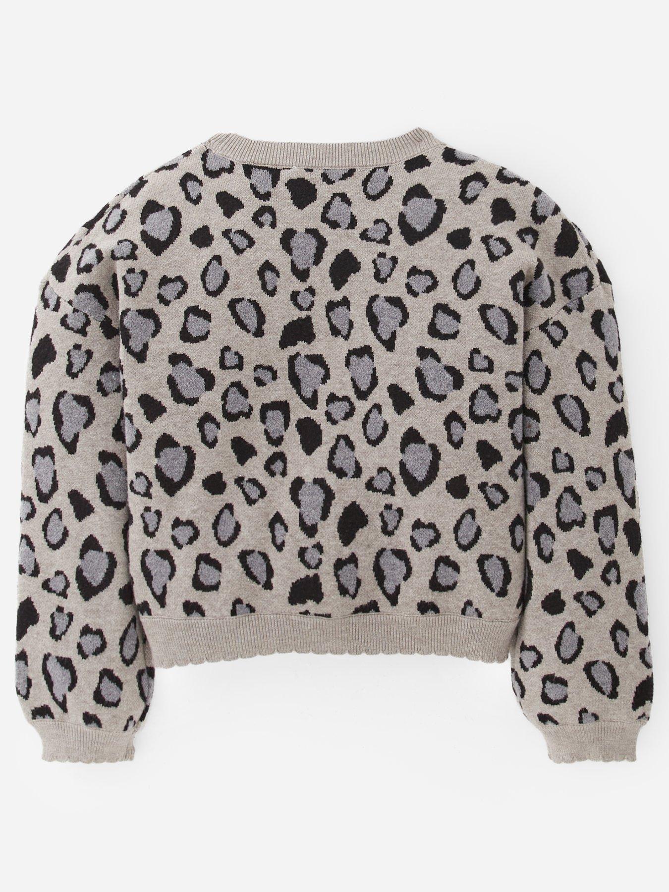 Image 2 of 4 of V by Very Girls Leopard Cardigan - Grey