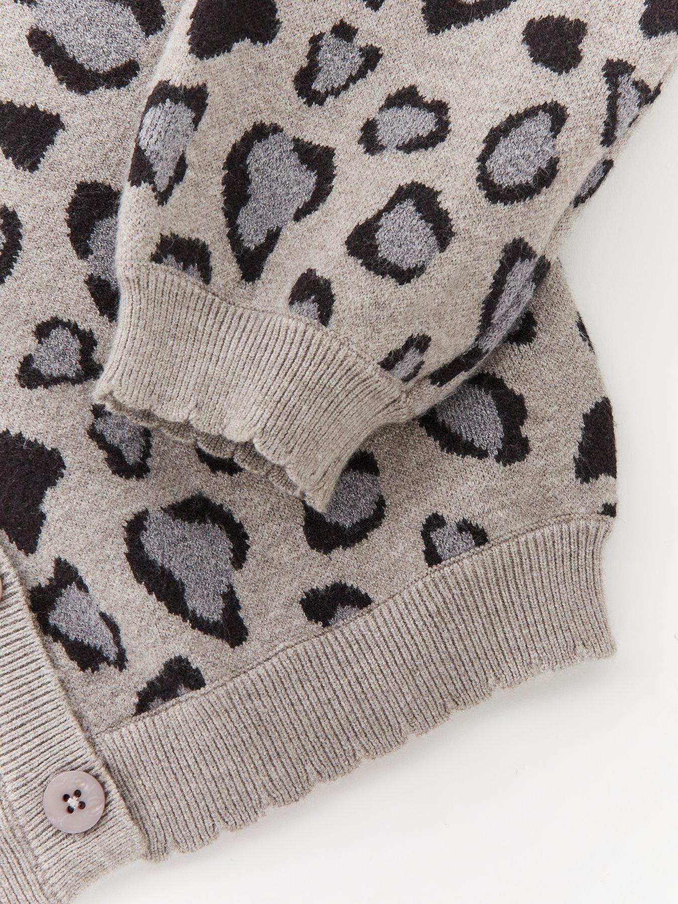 Image 4 of 4 of V by Very Girls Leopard Cardigan - Grey