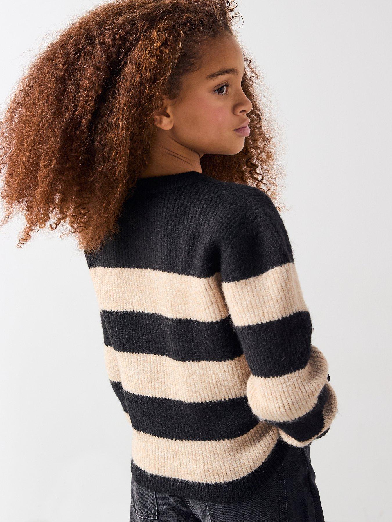 v-by-very-girls-button-up-cardigan-stripe-blackstillFront