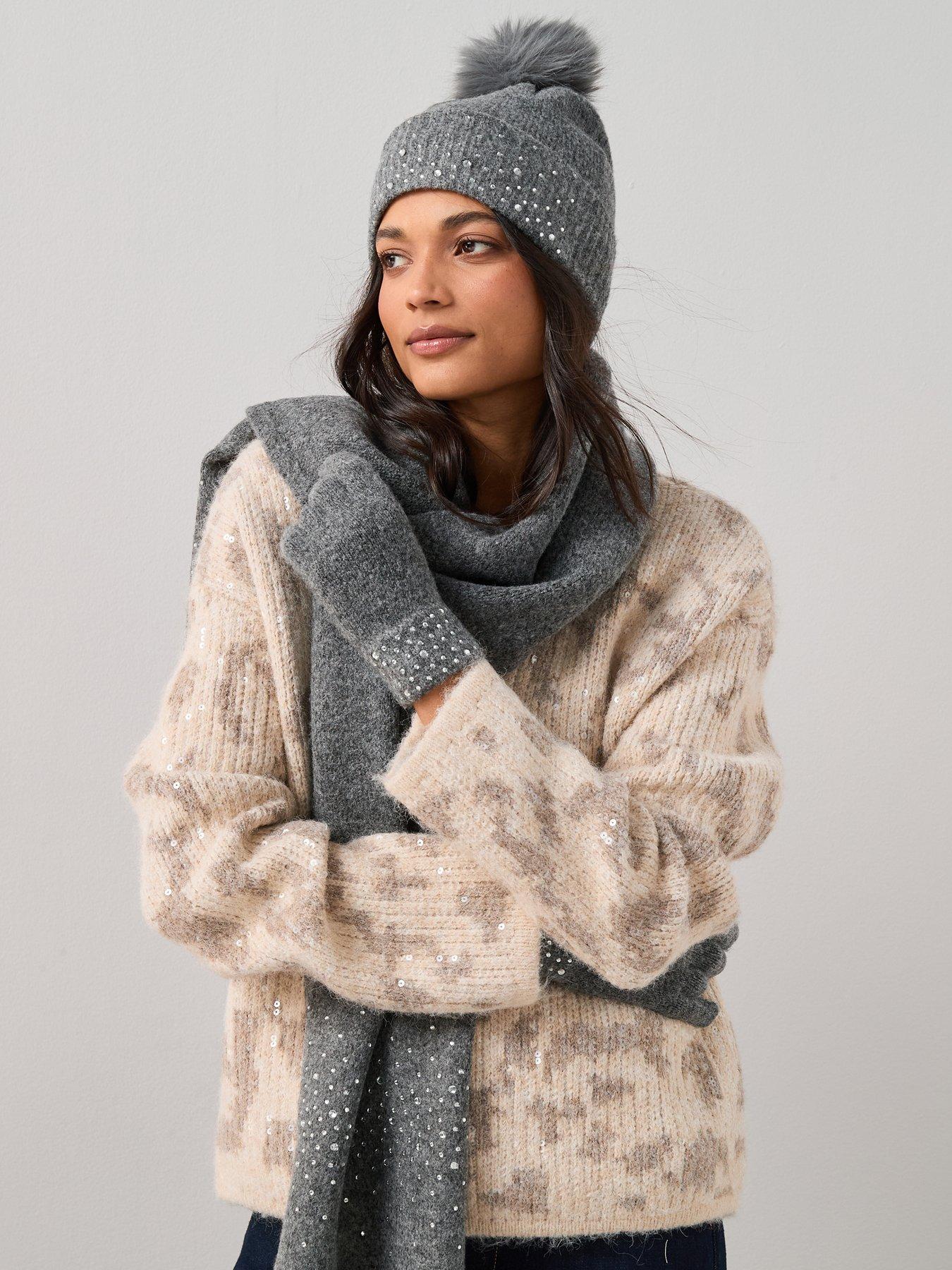 Image 1 of 5 of The Very Collection Heat Fix Hat Glove And Scarf Set - Grey