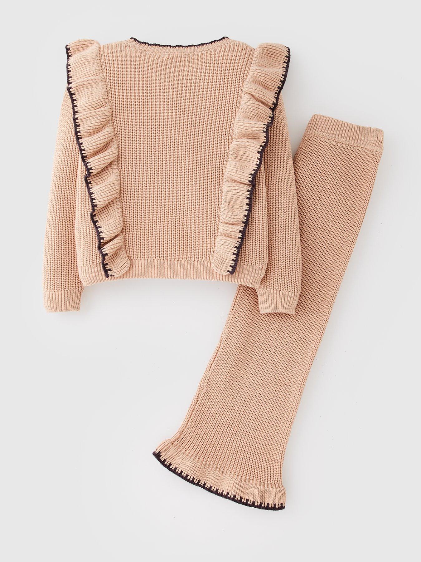 Image 2 of 4 of Mini V by Very Girls Knitted Contrast Hem Set - Cream