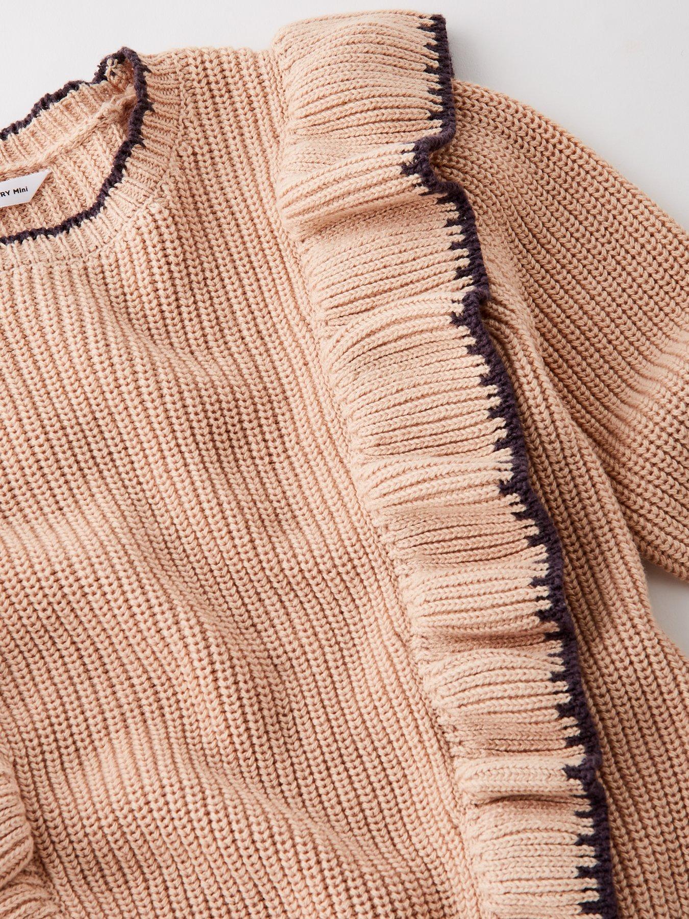 Image 3 of 4 of Mini V by Very Girls Knitted Contrast Hem Set - Cream