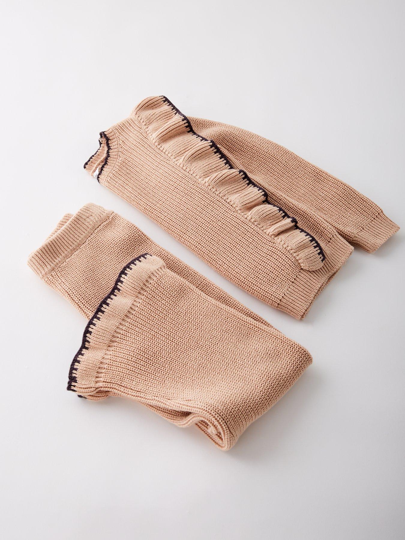 Image 4 of 4 of Mini V by Very Girls Knitted Contrast Hem Set - Cream