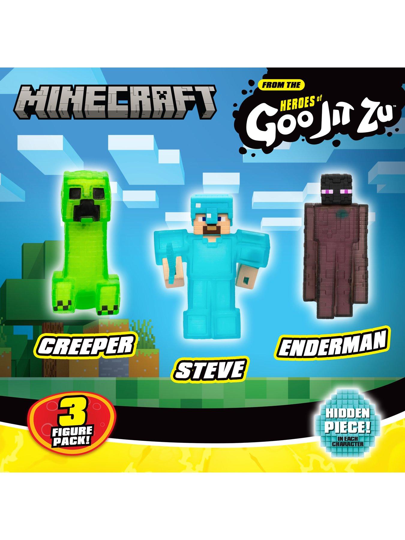 Heroes of Goo Jit Zu Minecraft 3 Pack of Stretchy Steve, Creeper