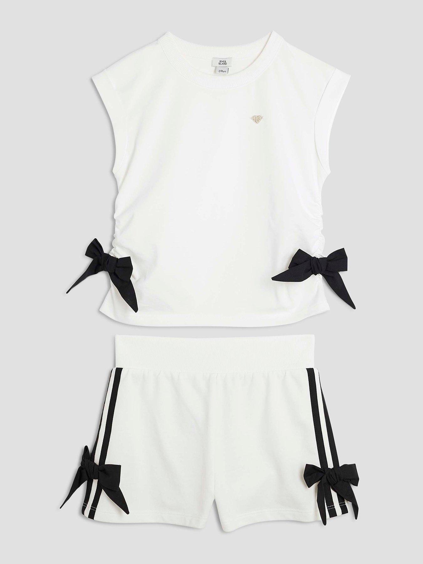 River Island Older Girls Bow Shorts Set - White
