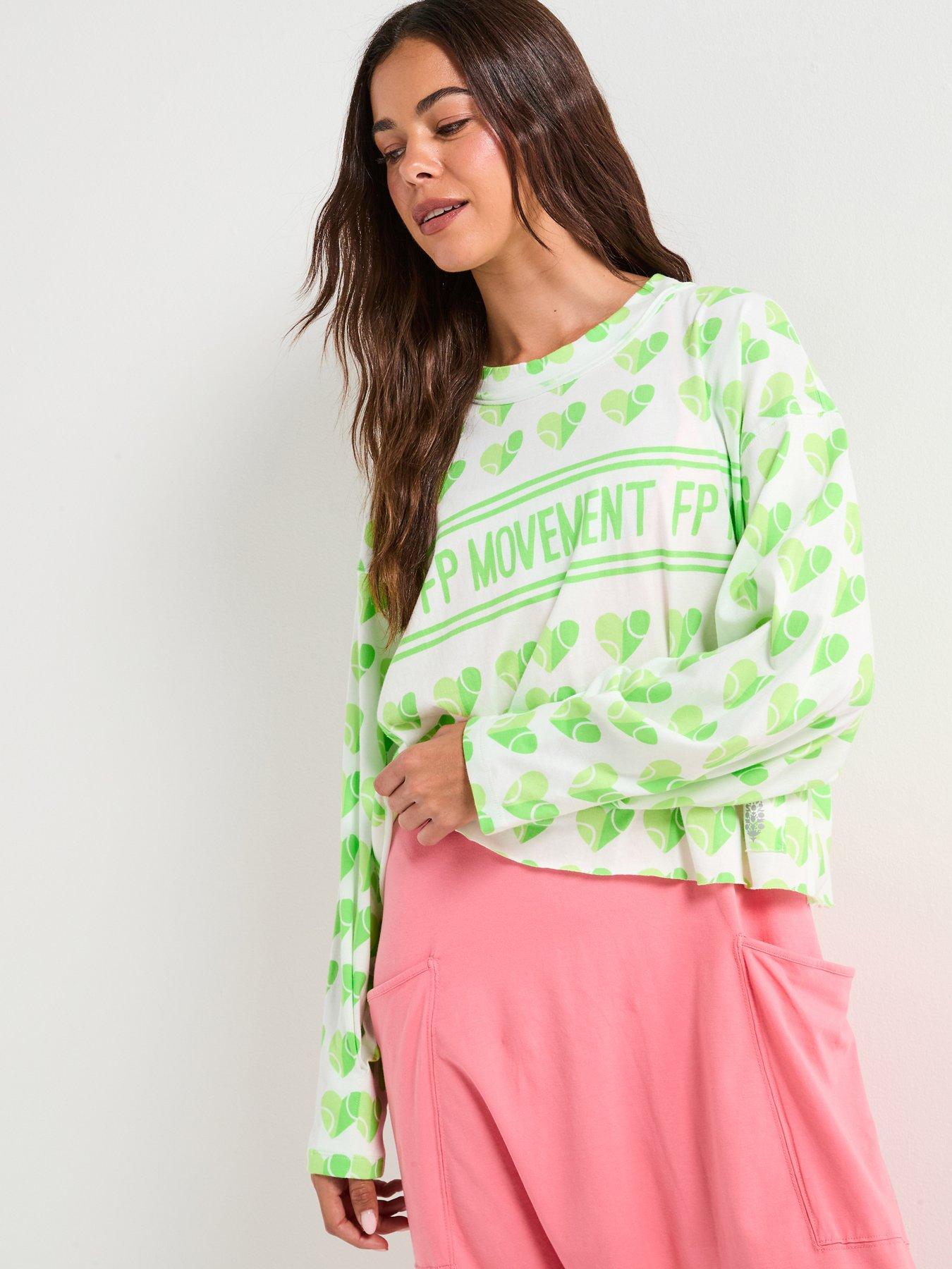 Image 1 of 4 of FP Movement Womens Training Inspire Layer Logo Iss - White/Green