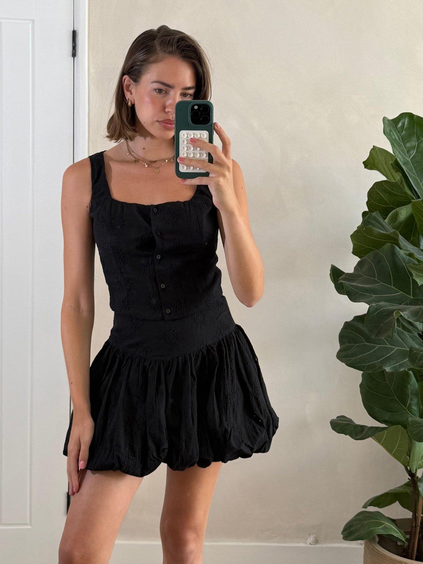 Image 1 of 3 of Style Cheat Broderie Button Down Top - Black