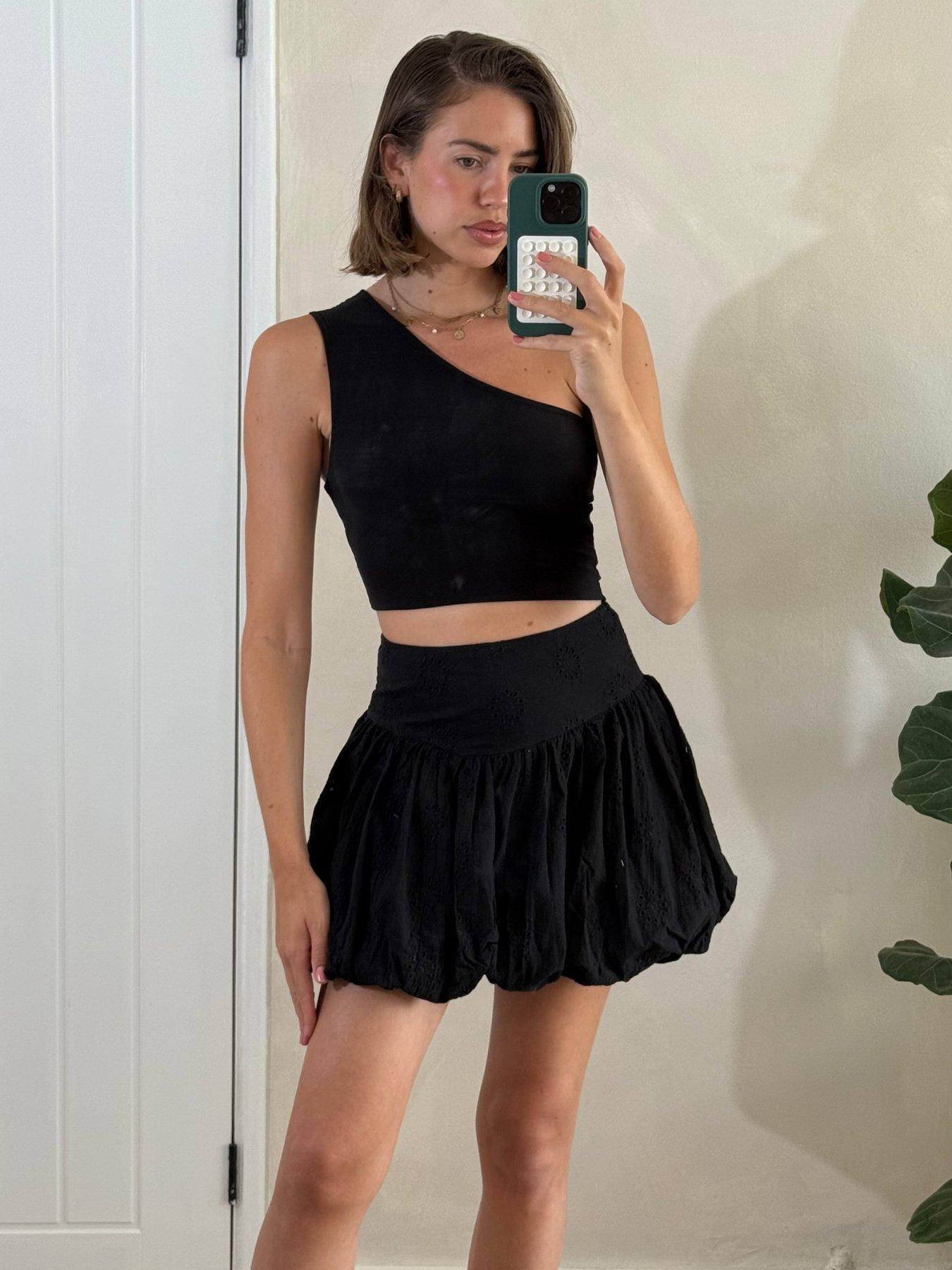 Image 2 of 3 of Style Cheat Broderie Puff Ball Skirt - Black