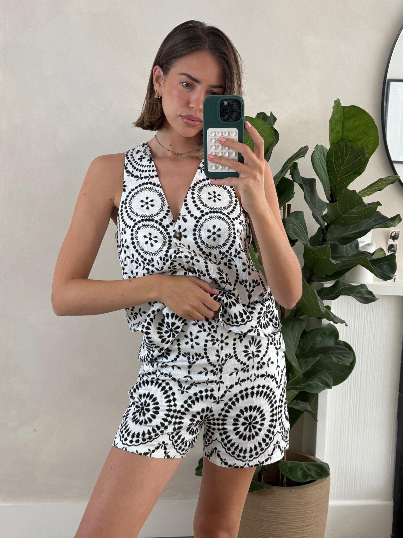 Image 1 of 4 of Style Cheat Broderie Shorts - White