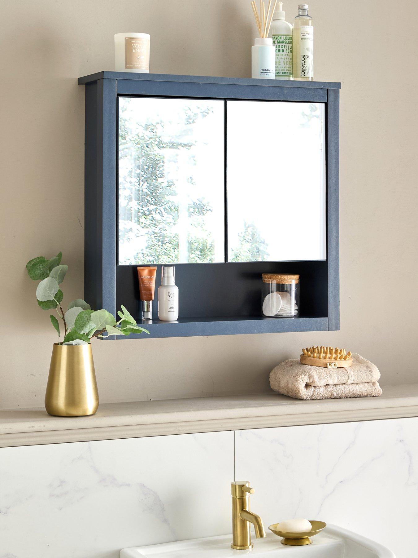 Image 1 of 7 of Very Home Bramford Mirrored Bathroom Wall Cabinet - Navy