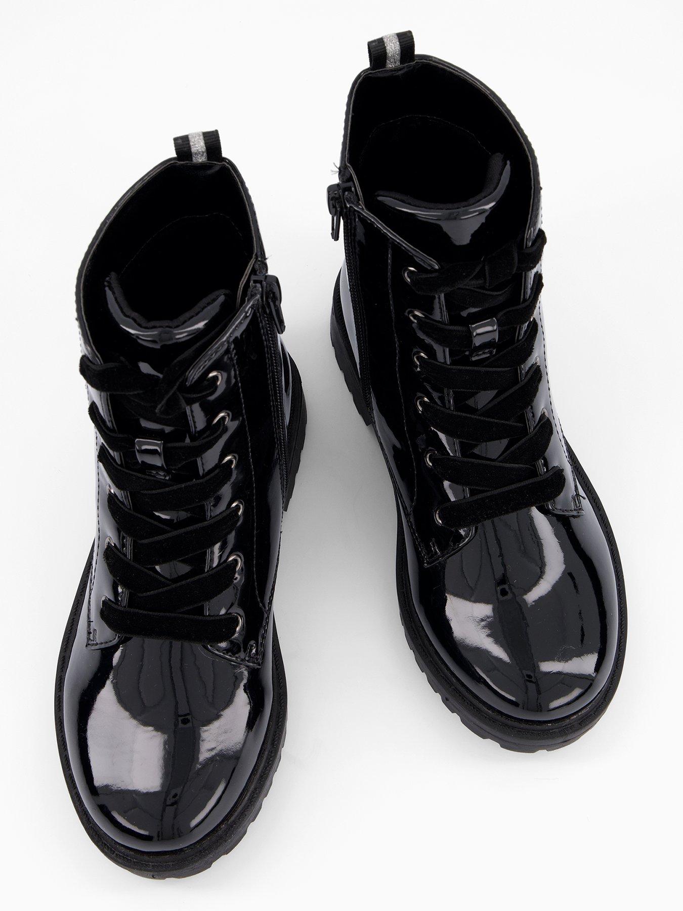 the-very-collection-girls-glitter-bow-detail-patent-zip-up-boot-blackoutfit