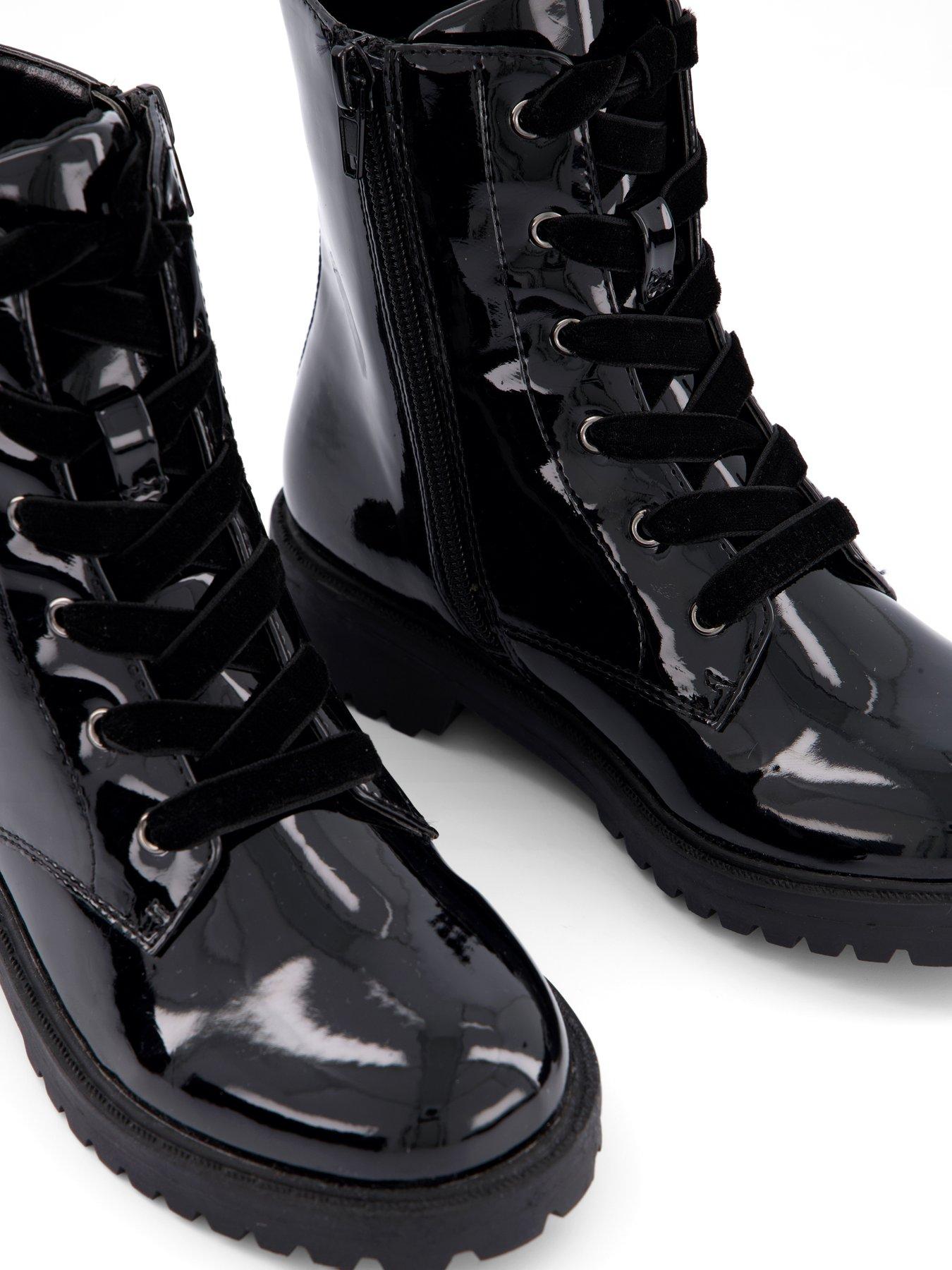 Image 5 of 7 of The Very Collection Girls Glitter Bow Detail Patent Zip Up Boot - Black