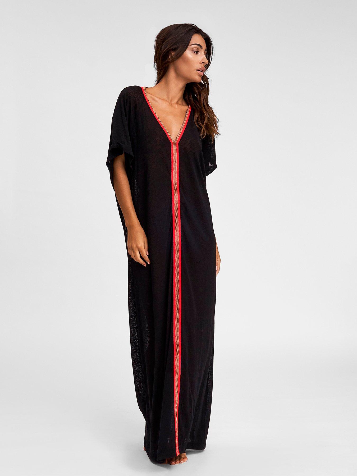 Image 1 of 1 of PITUSA Pitusa Inca Abaya Lightweight Beach Dress - Black