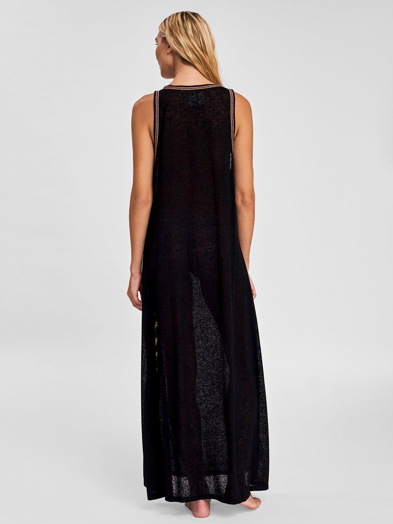 Image 2 of 3 of PITUSA Pitusa Tassel Slit Lightweight Beach Dress - Black