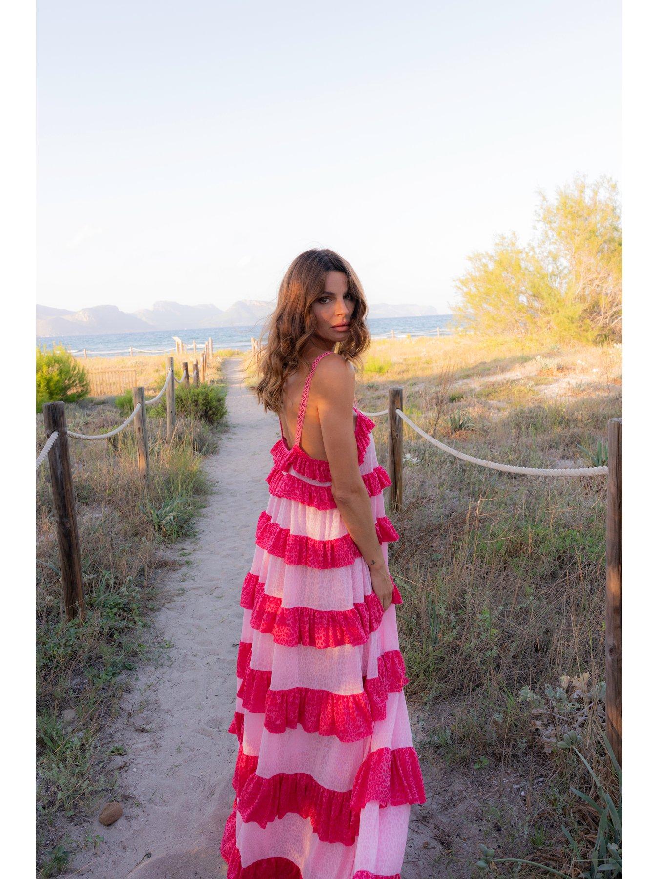 pitusa-tiered-ruffle-dress-pinkstillFront
