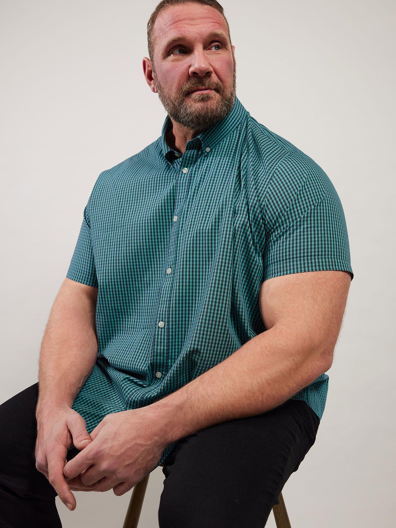 Image 1 of 4 of BadRhino Gingham Check Short Sleeve Shirt - Green