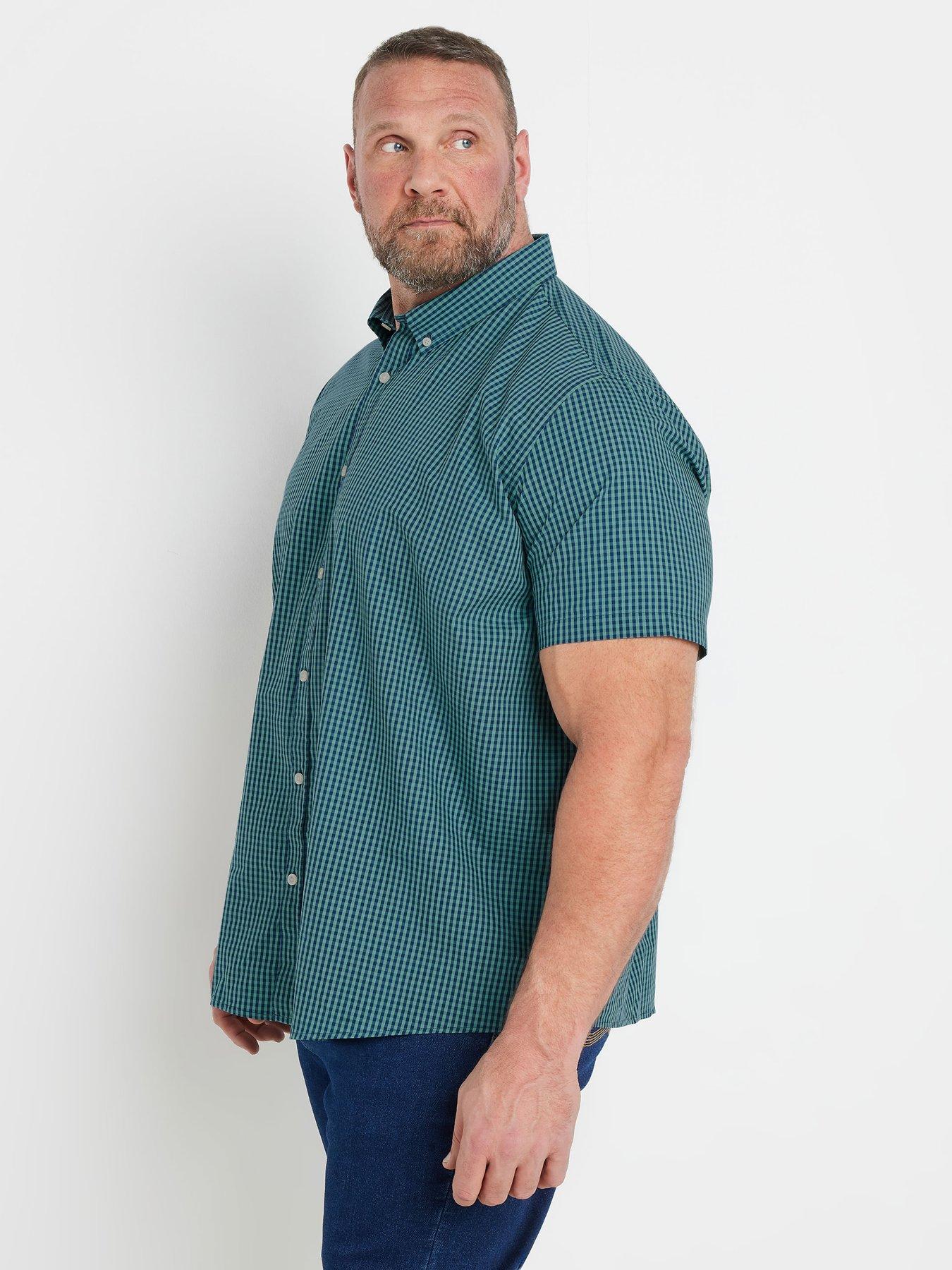 Image 4 of 4 of BadRhino Gingham Check Short Sleeve Shirt - Green