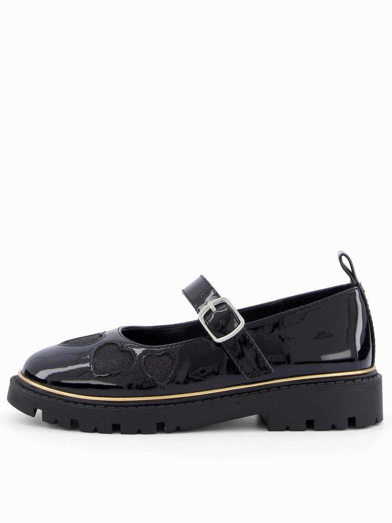 The Very Collection Older Girls Heart Mary Jane School Shoes - Black