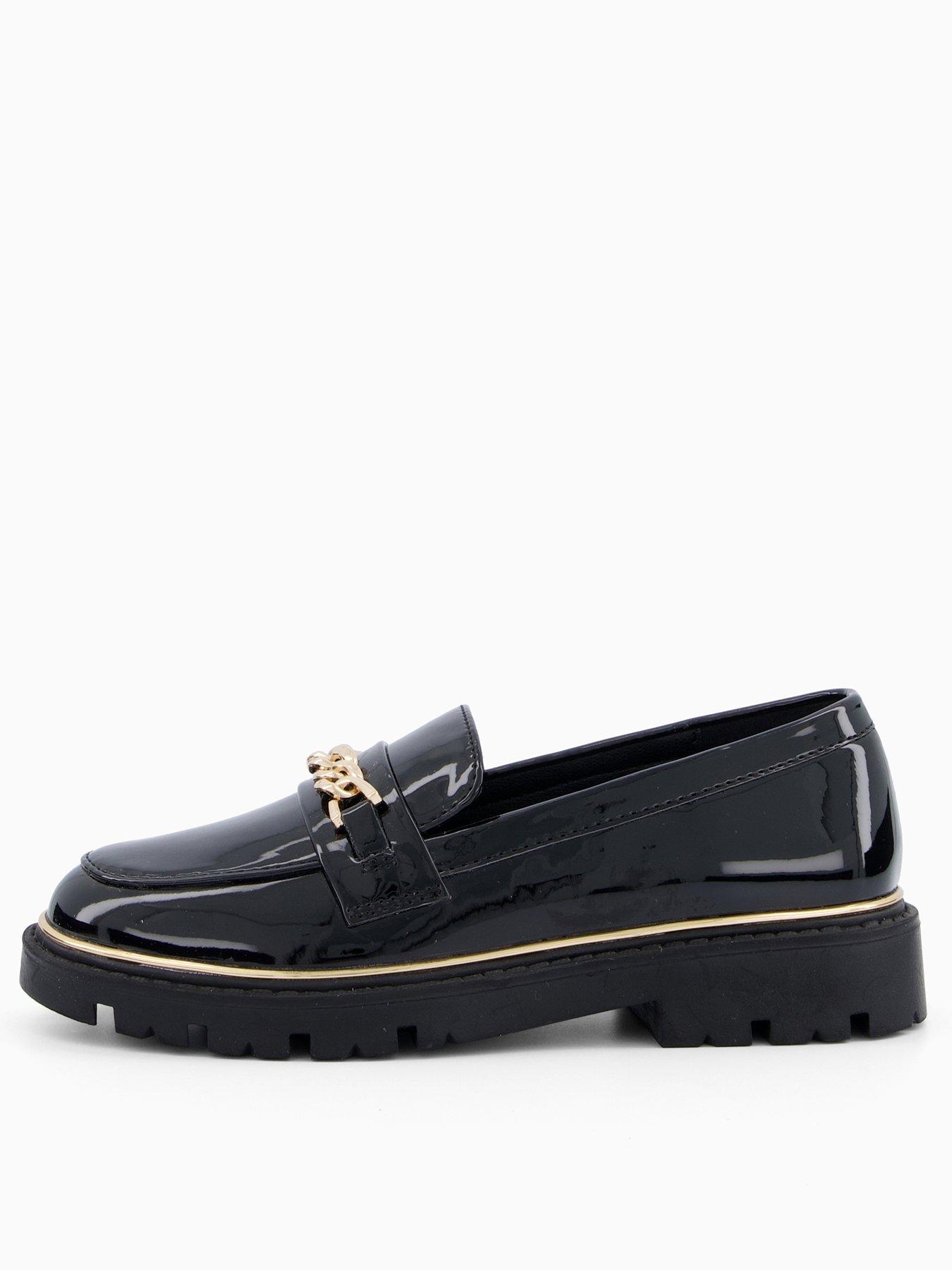 The Very Collection Older Girls Heart Trim Loafer School Shoes - Black