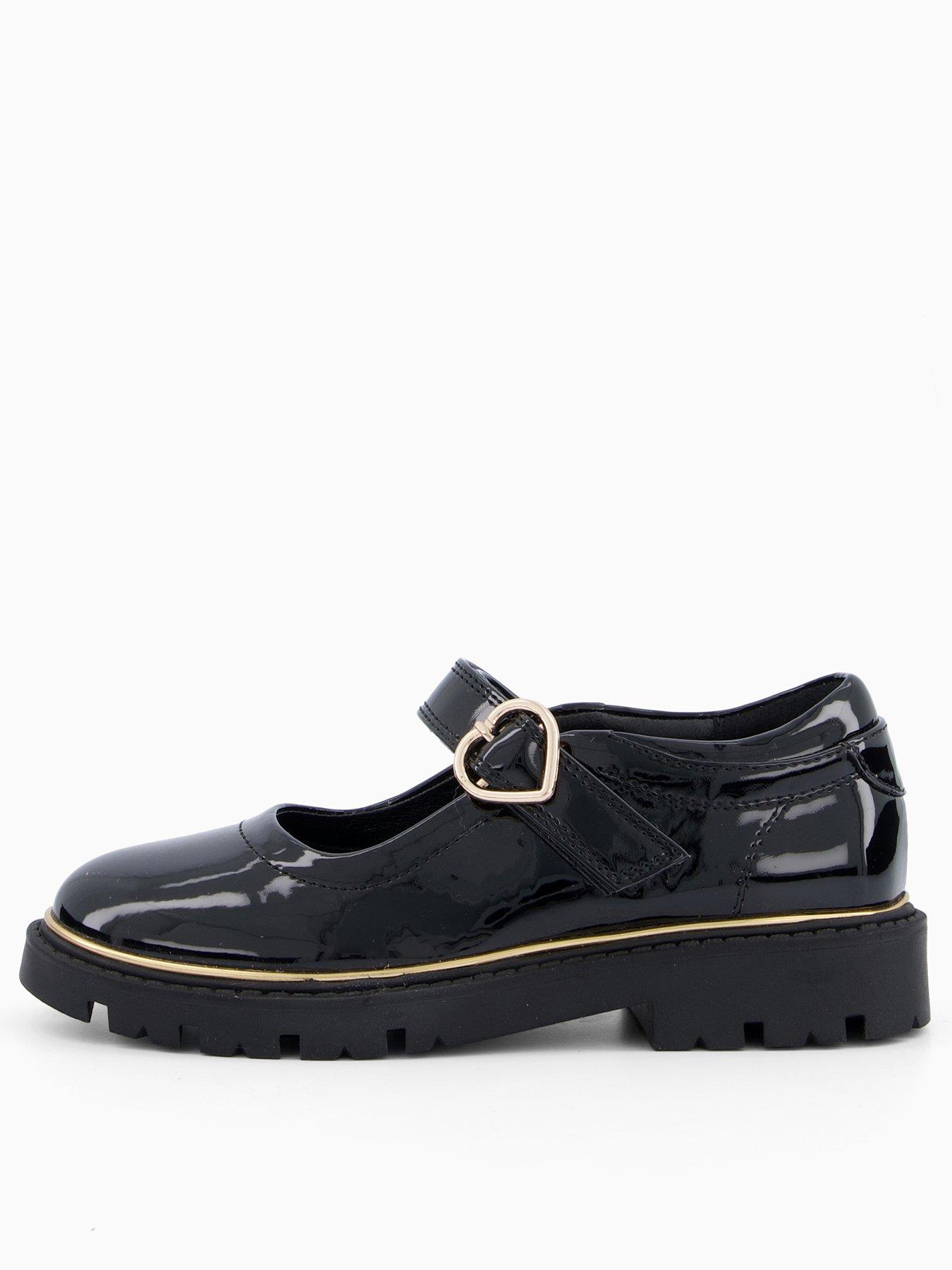 The Very Collection Older Girls Heart Buckle School Shoes - Black