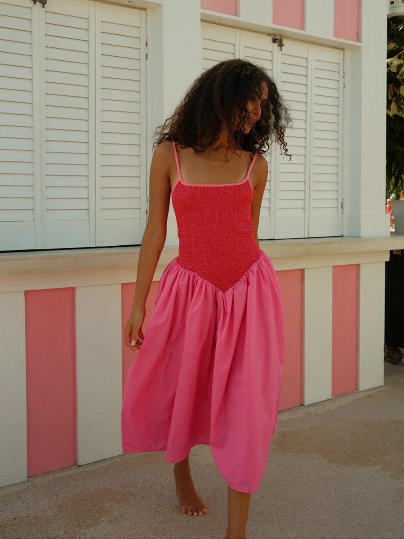 PITUSA Pitusa Odette Smock Lightweight Beach Dress - Pink
