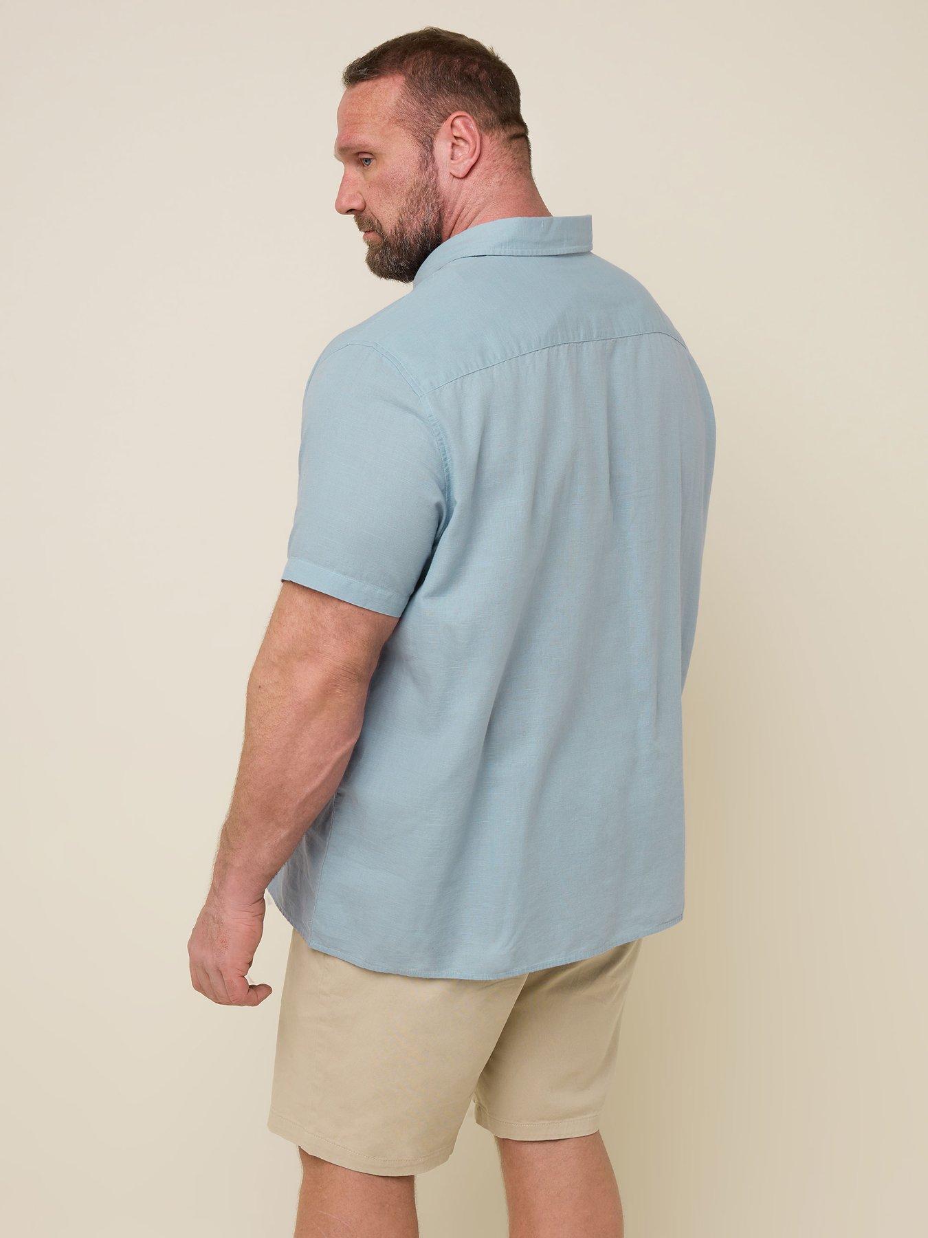 Image 2 of 4 of BadRhino Short Sleeve Linen Shirt - Blue