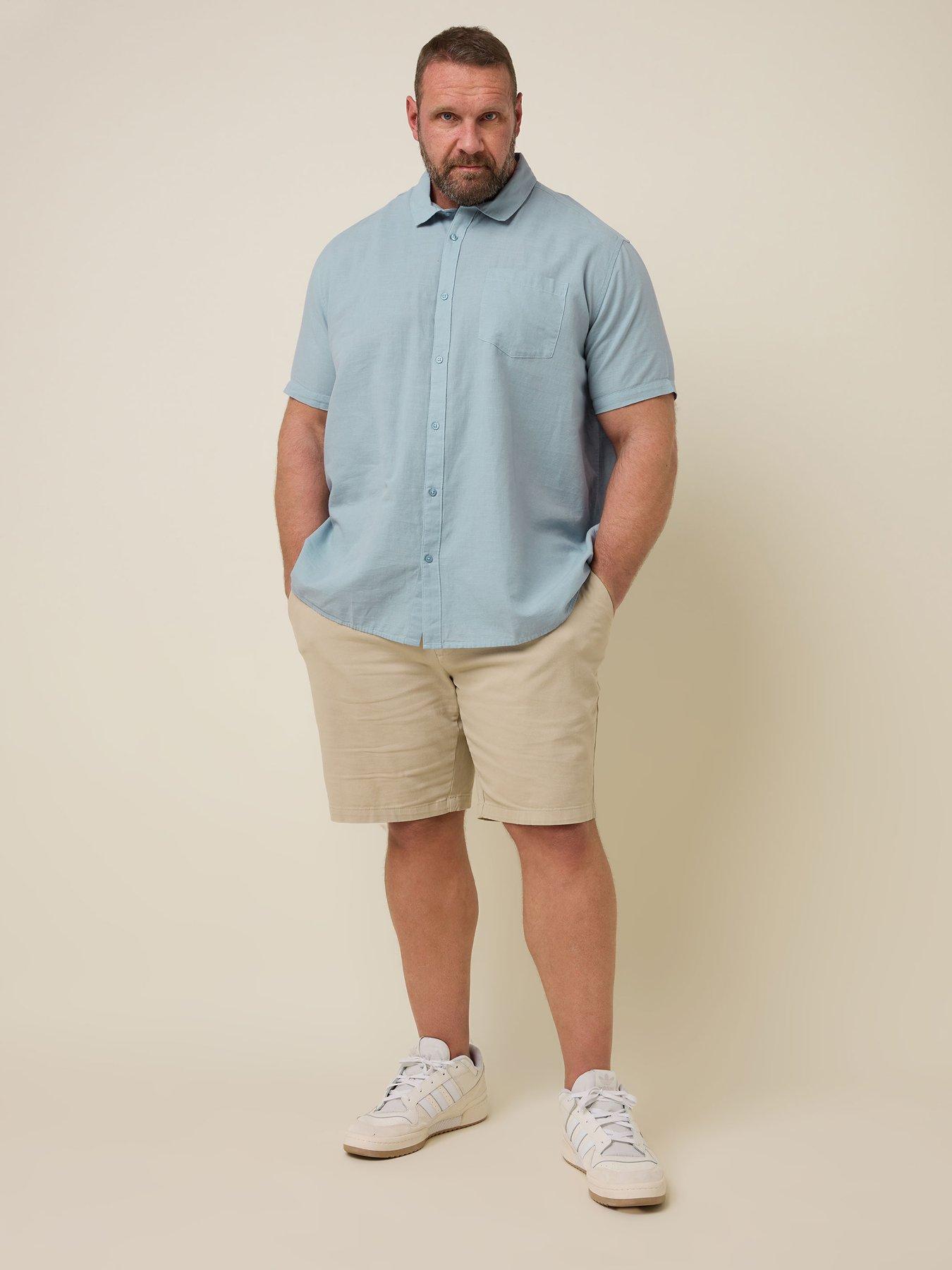 Image 3 of 4 of BadRhino Short Sleeve Linen Shirt - Blue