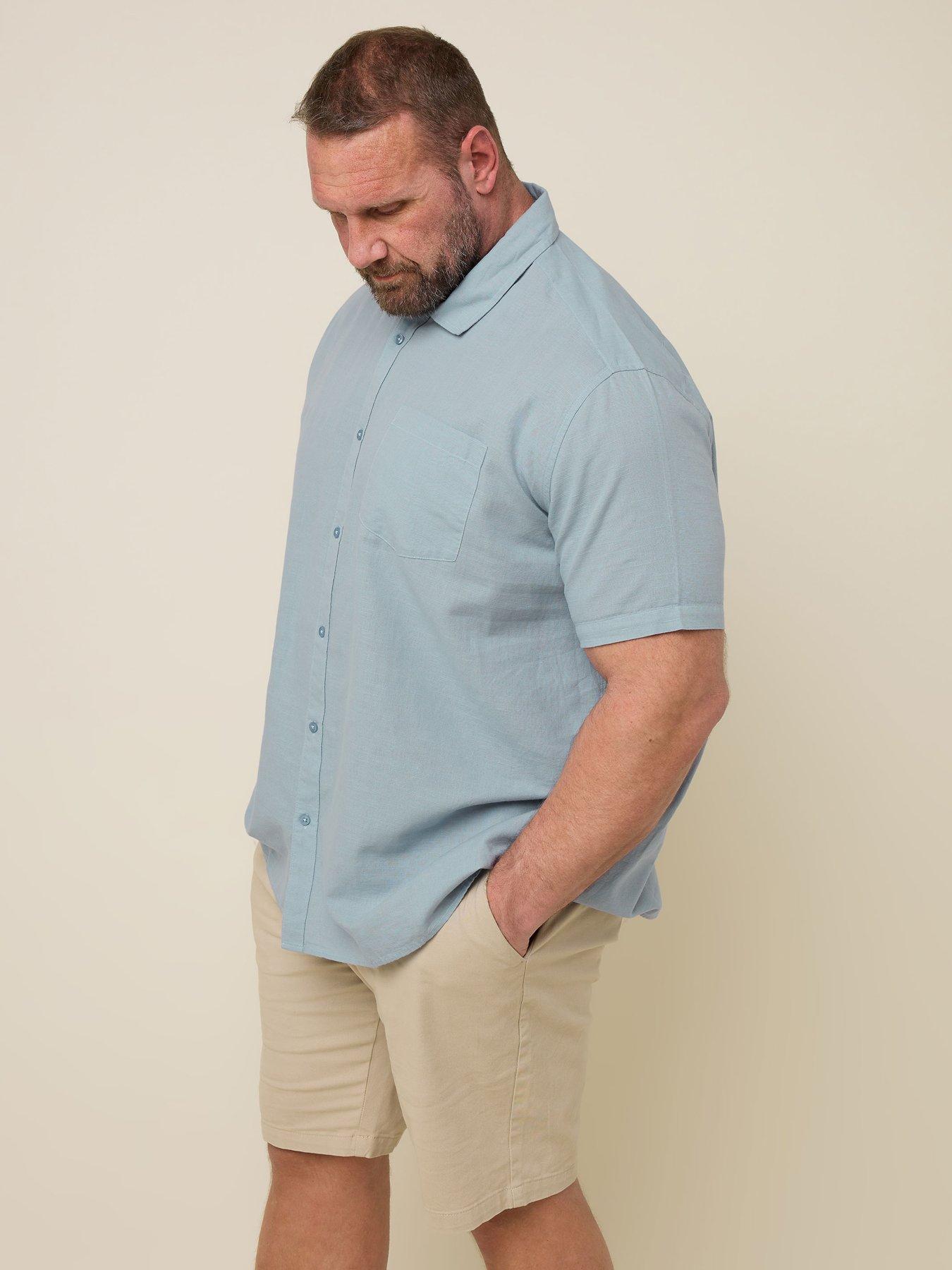 Image 4 of 4 of BadRhino Short Sleeve Linen Shirt - Blue