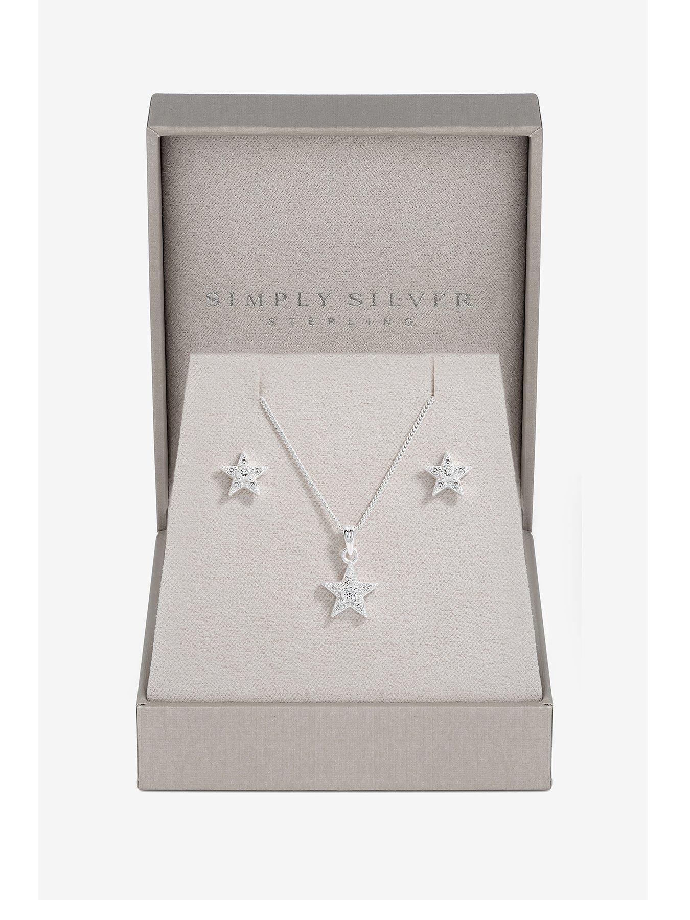 undefined Simply Silver Silver Tone 925 Cubic Zirconia Celestial Set With Gift Boxed