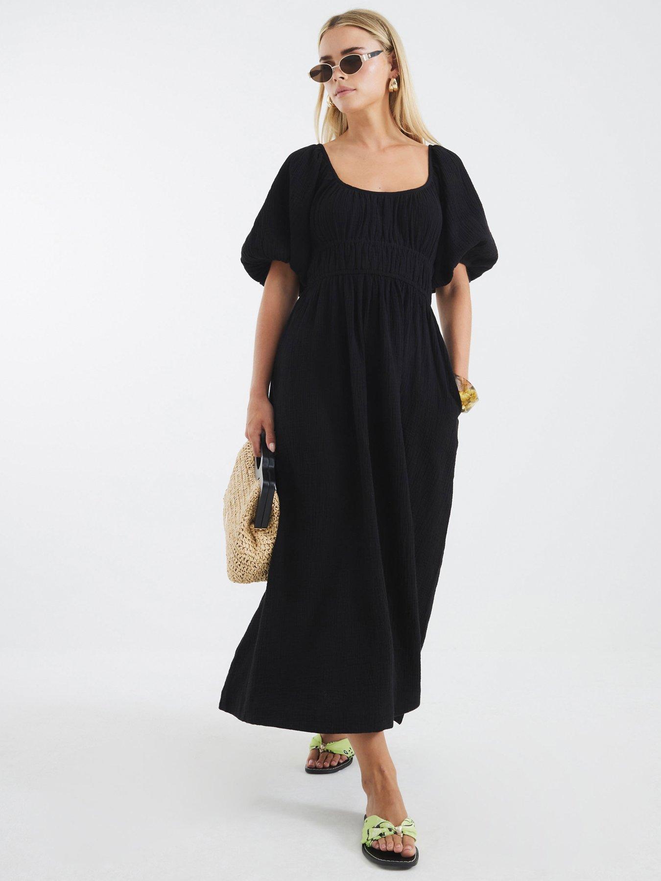 river island black linen dress Buy River Island Black Scallop Hem Maxi Linen Blend Dress from Next USA