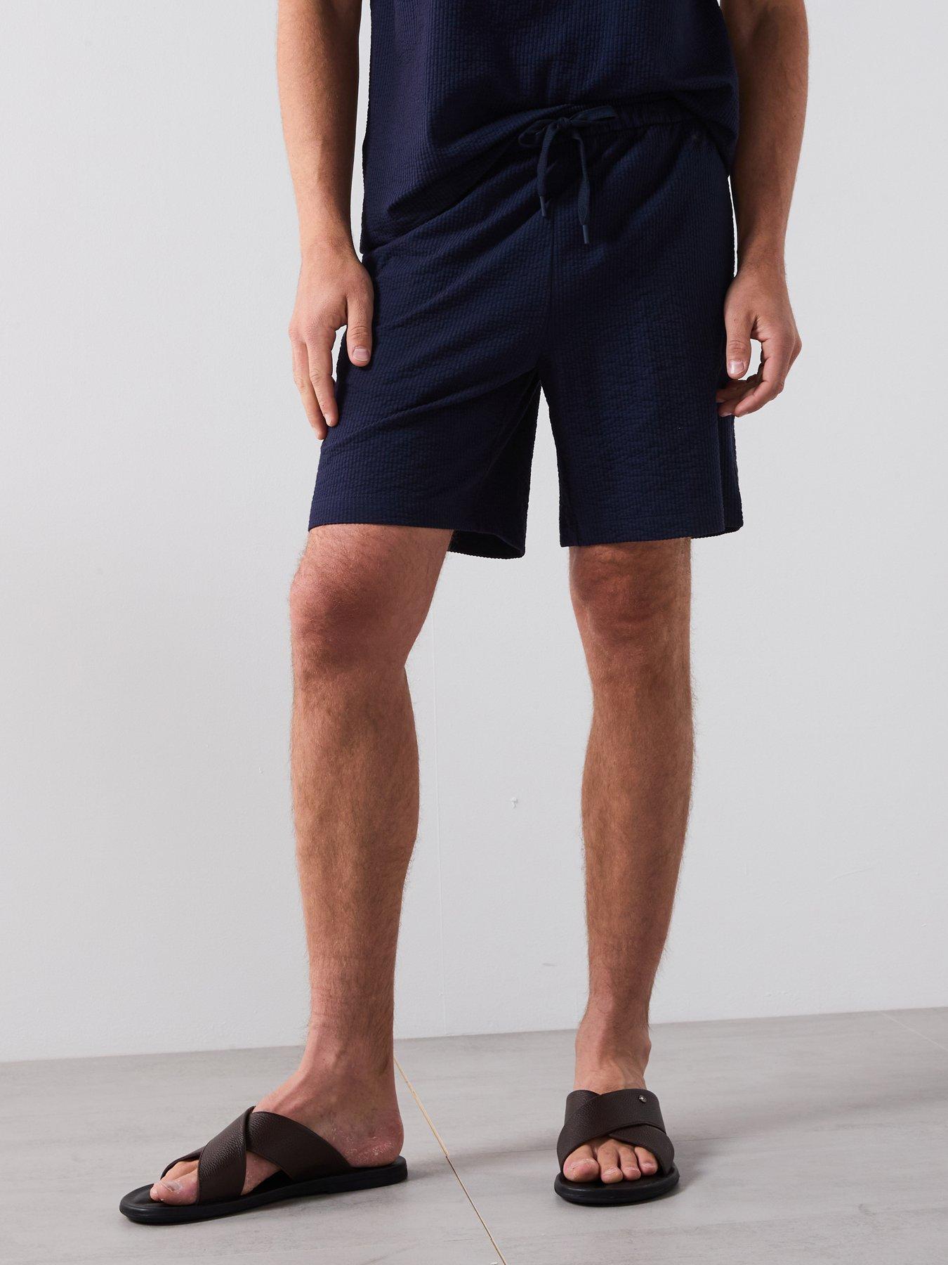 Image 1 of 5 of Mango Seers Smart Textured Shorts - Navy