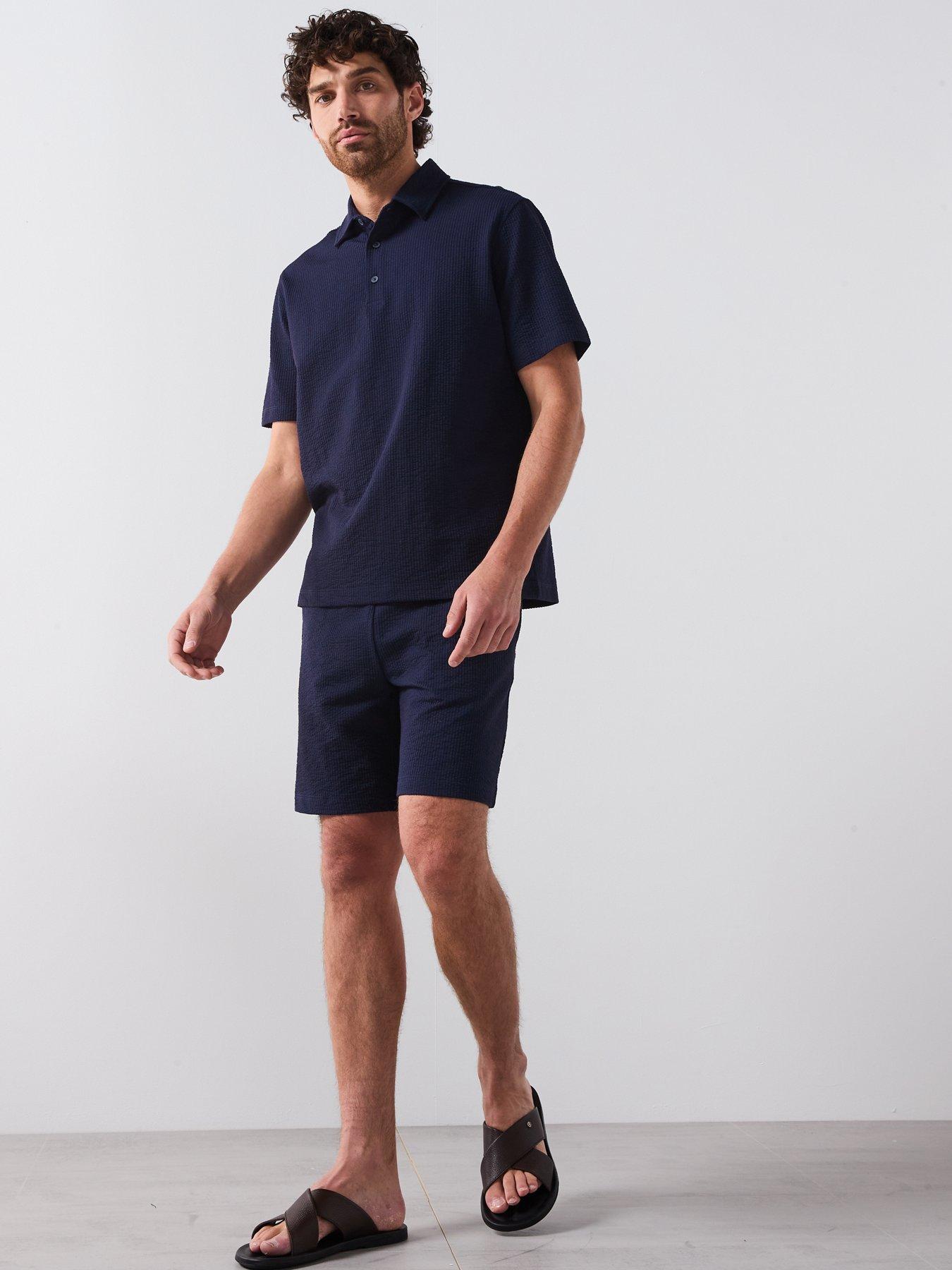 Image 3 of 5 of Mango Seers Smart Textured Shorts - Navy
