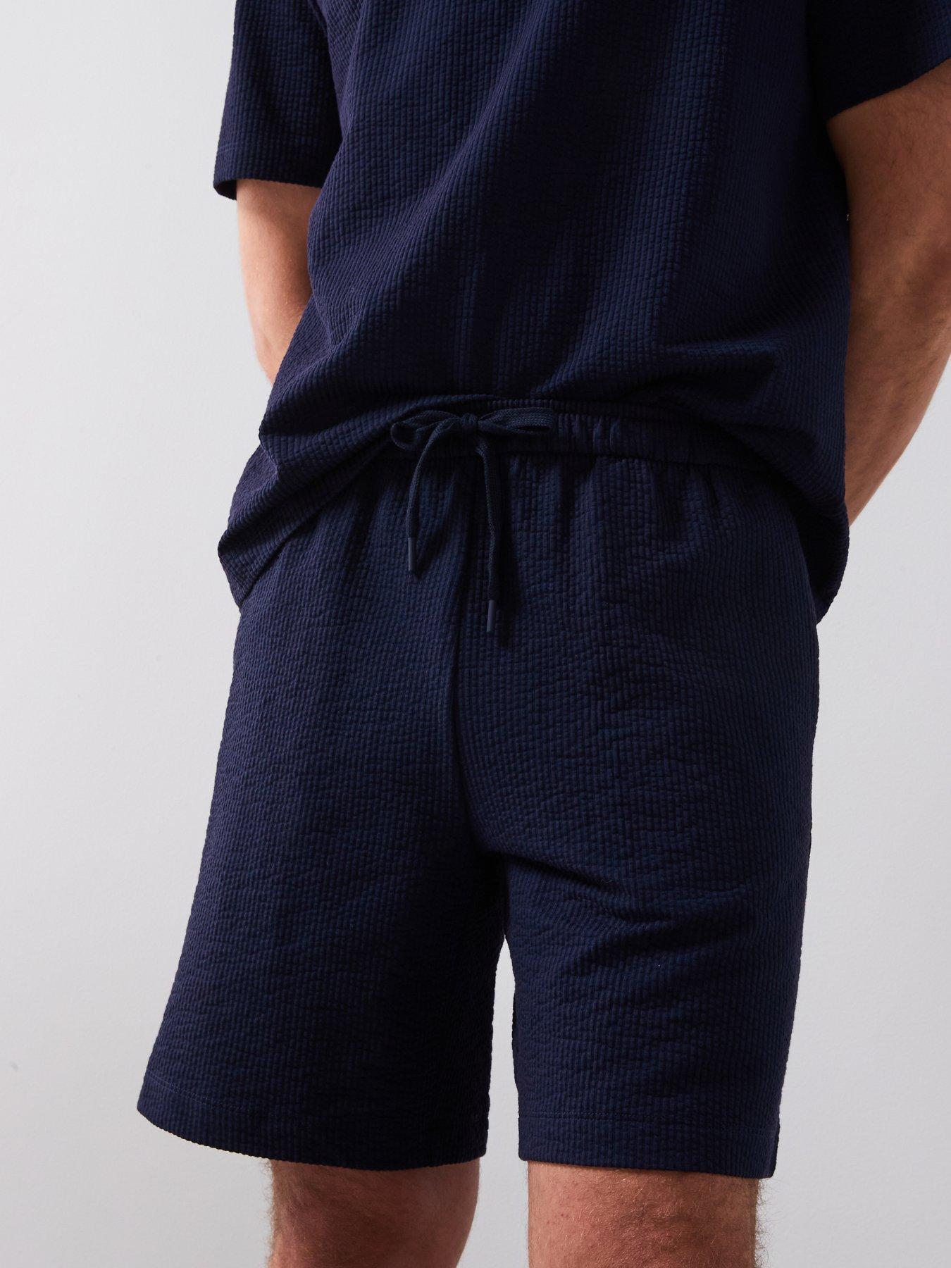Image 4 of 5 of Mango Seers Smart Textured Shorts - Navy