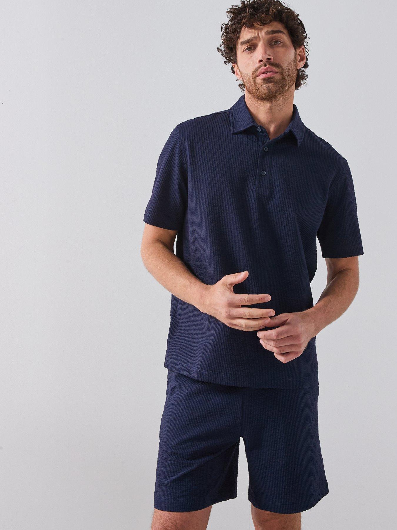 Image 5 of 5 of Mango Seers Smart Textured Shorts - Navy