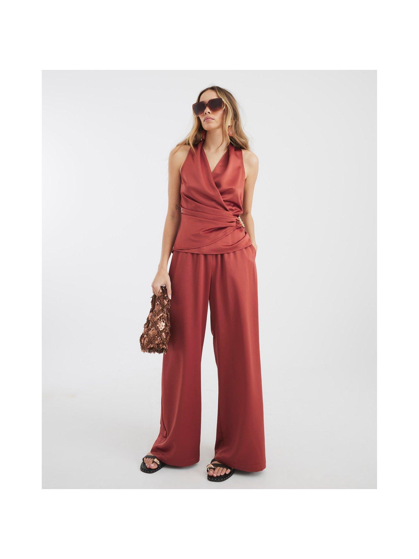 Image 3 of 4 of River Island Highwaist Relaxed Trouser - Brown